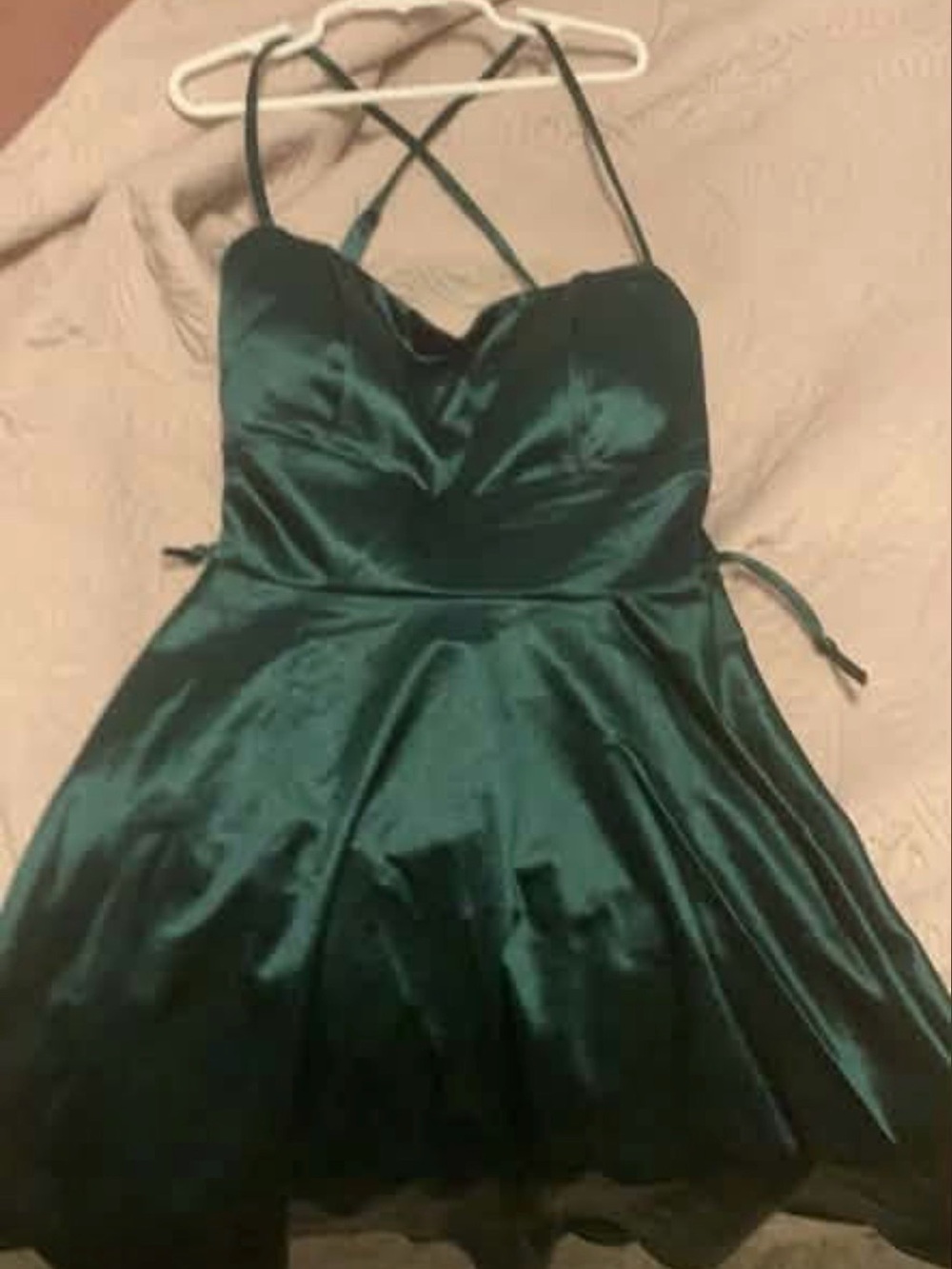 Windsor Emerald green satin skater dress